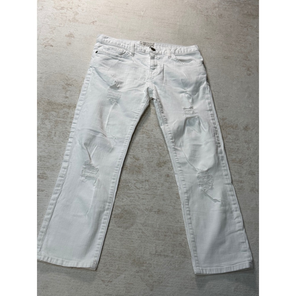Current/Elliott The Boyfriend Sugar Destroy Distressed White Jeans 27 1957-0042